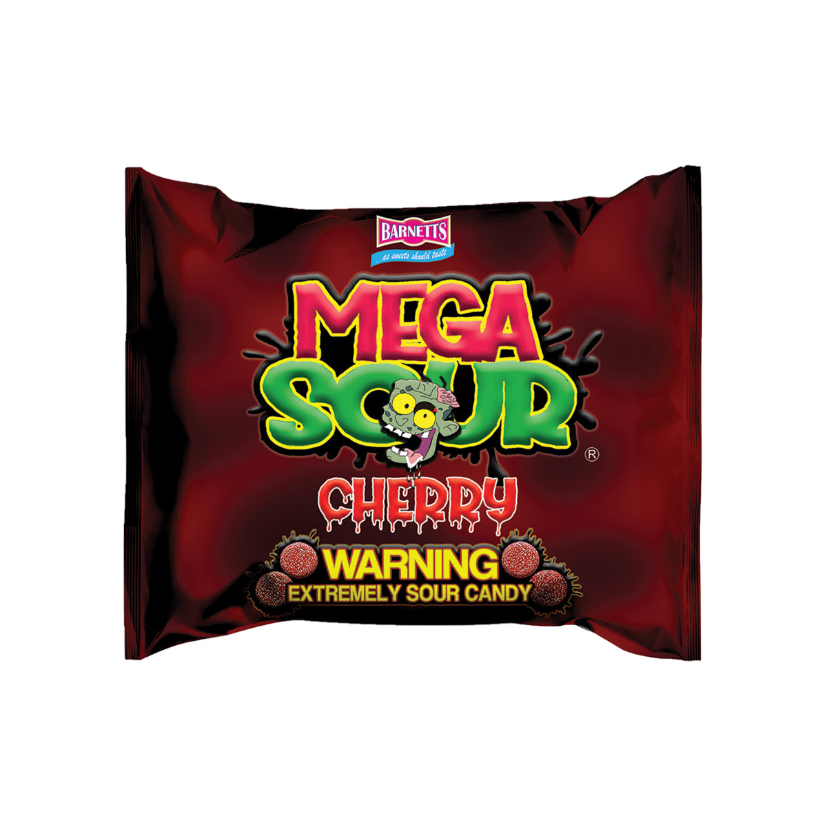 Barnett Sweets Mega Sour Candy Cherry 104g (Box of 12)
