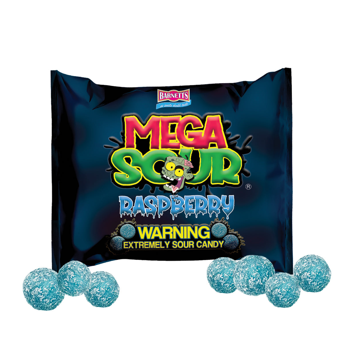 Barnett Sweets Mega Sour Candy Raspberry 104g (Box of 180 Bags)