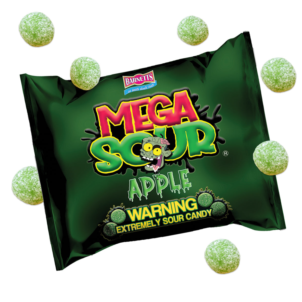 Barnett Sweets Mega Sour Candy Apple 454g (1Lb - Box of 6)