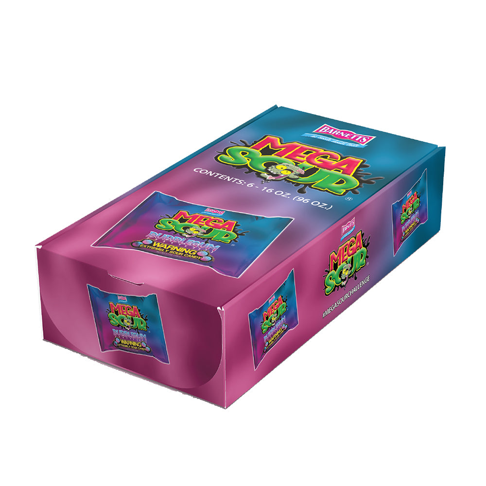 Barnett Sweets Mega Sour Candy Bubblegum 454g (1Lb - Box of 6)