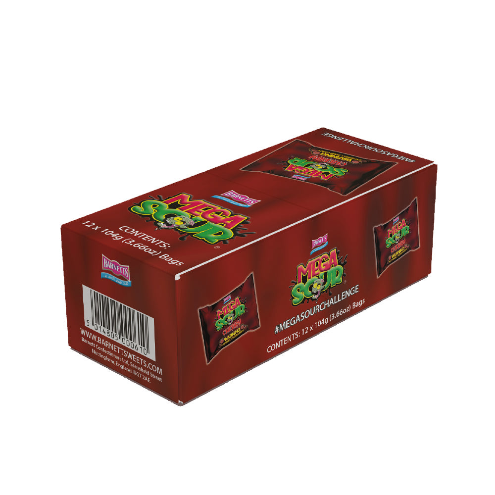Barnett Sweets Mega Sour Candy Cherry 104g (Box of 12)