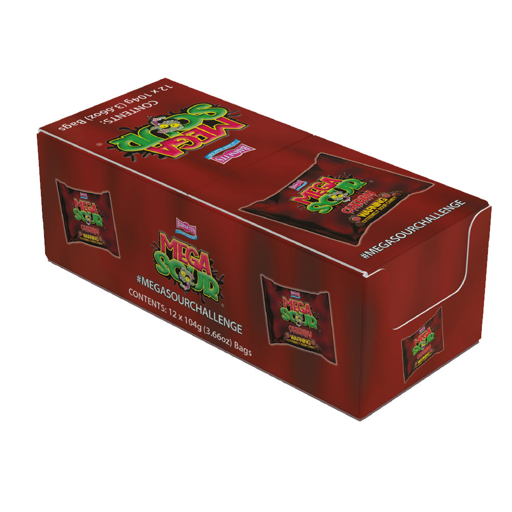 Barnett Sweets Mega Sour Candy Cherry 104g (Box of 12)
