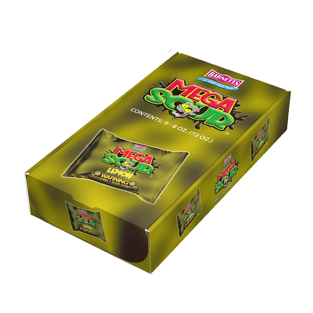 Barnett Sweets Mega Sour Candy Lemon 227g (1/2LB - Box of 9)