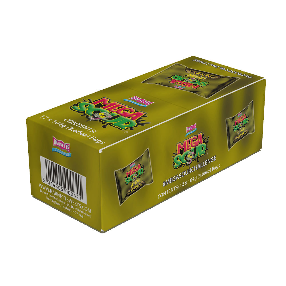 Barnett Sweets Mega Sour Candy Lemon 104g (Box of 12)