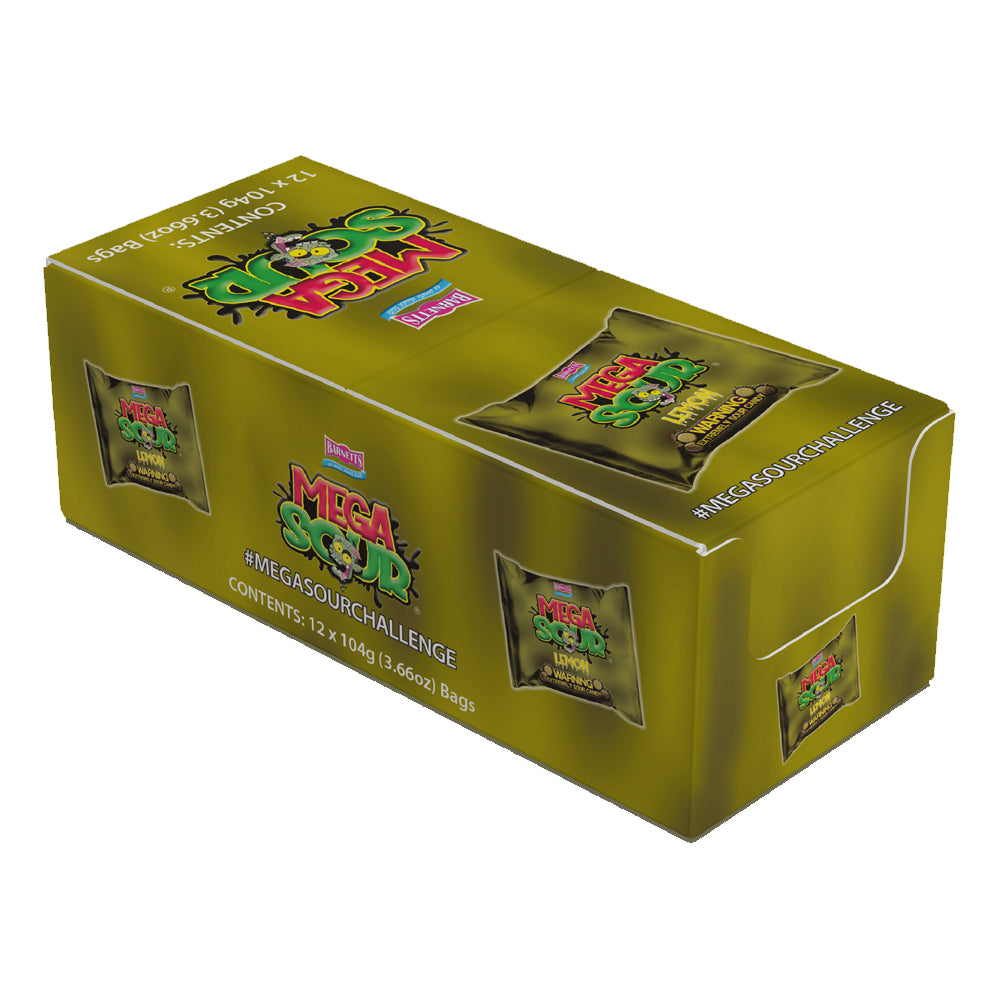 Barnett Sweets Mega Sour Candy Lemon 104g (Box of 12)