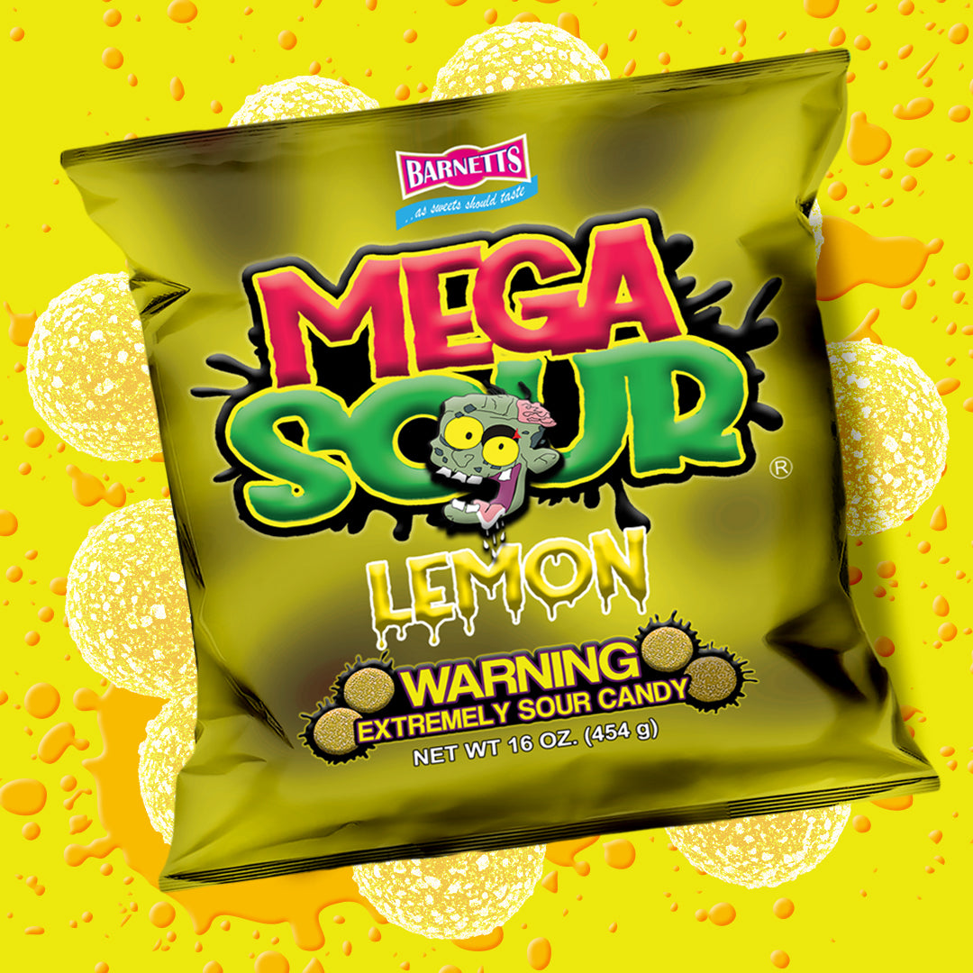 Barnett Sweets Mega Sour Candy Lemon 454g (1Lb - Box of 6)
