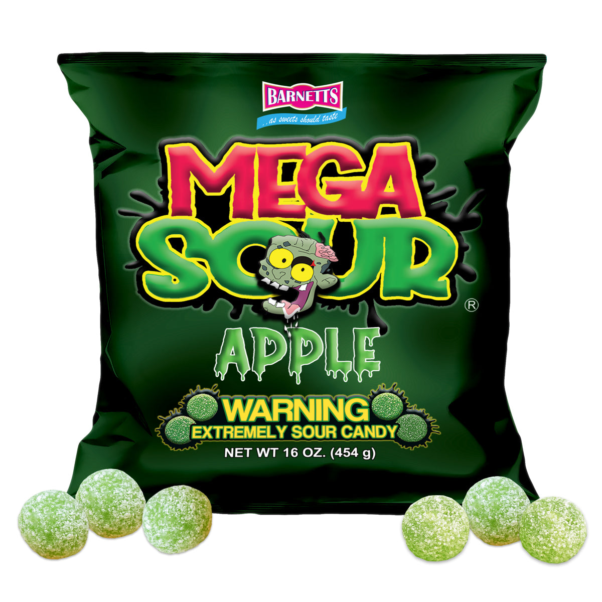 Barnett Sweets Mega Sour Candy Apple 454g (1Lb - Box of 6)