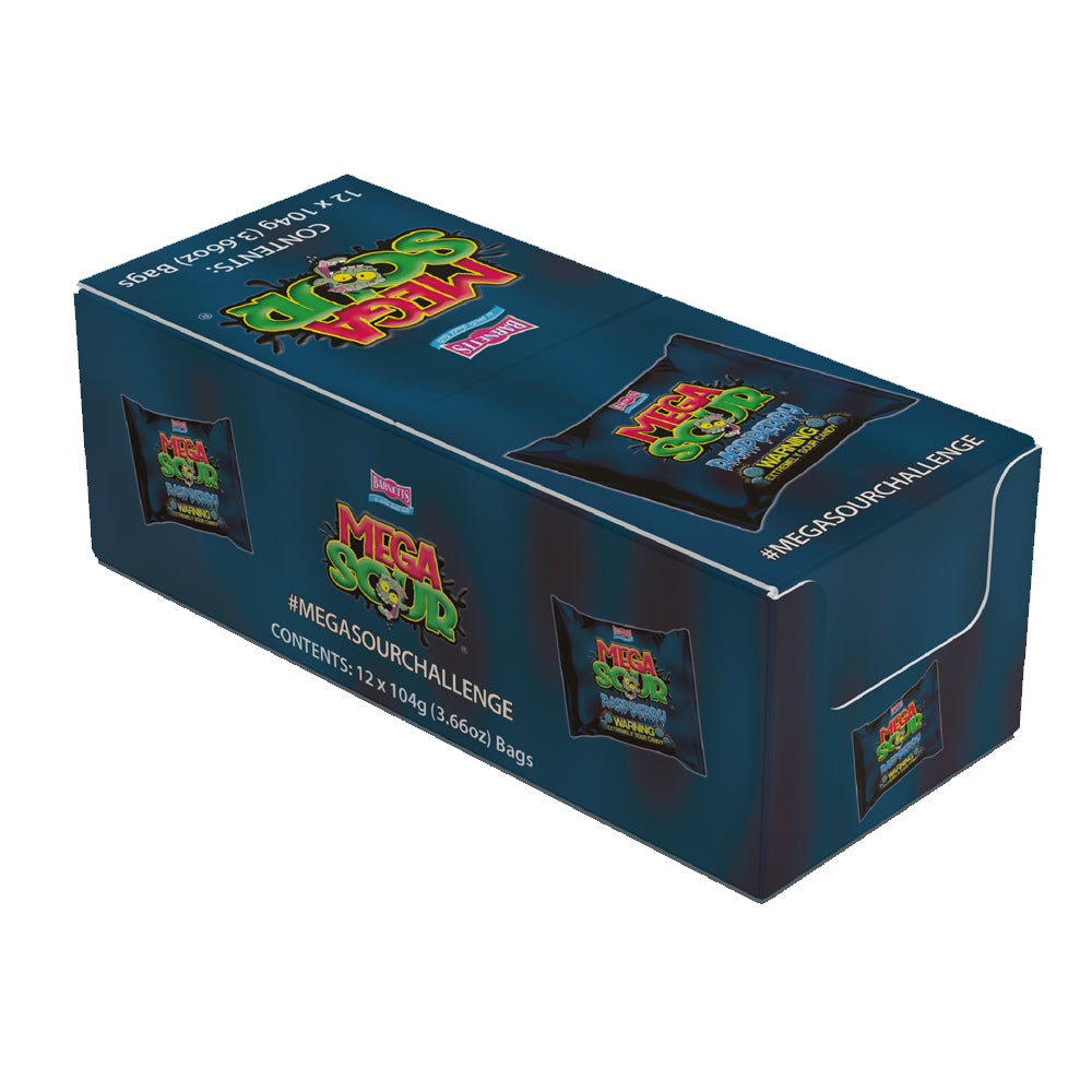 Barnett Sweets Mega Sour Candy Raspberry 104g (Box of 12)