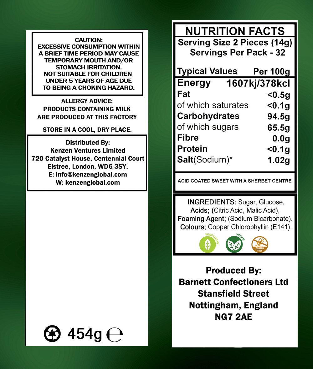 Barnett Sweets Mega Sour Candy Watermelon 454g (1Lb - Box of 6)