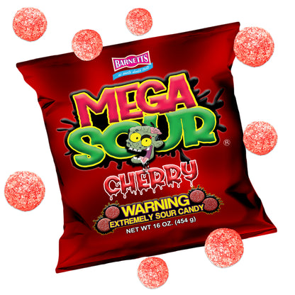 Barnett Sweets Mega Sour Candy Cherry 454g (1Lb - Box of 6)