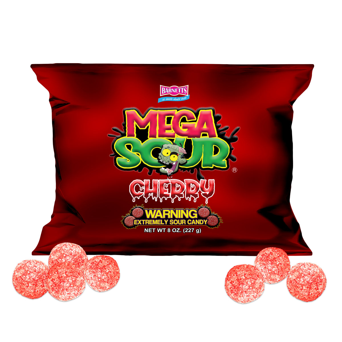 Barnett Sweets Mega Sour Candy Cherry 227g (1/2LB - Box of 9)