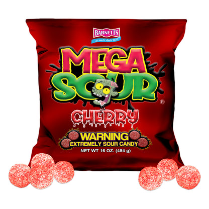 Barnett Sweets Mega Sour Candy Cherry 454g (1Lb - Box of 6)