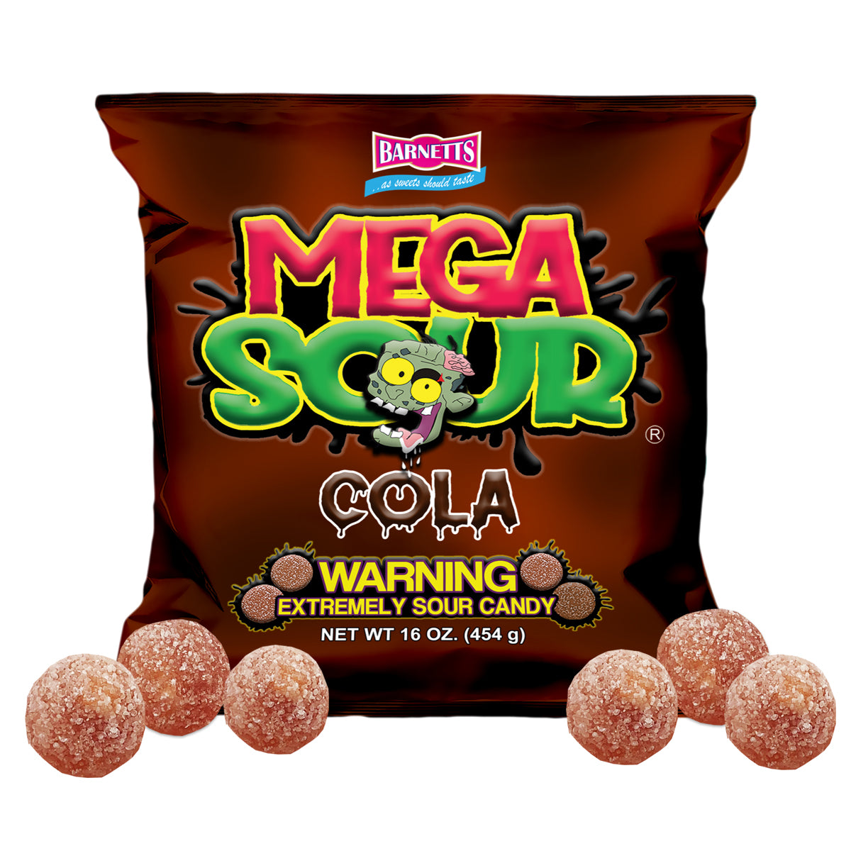 Barnett Sweets Mega Sour Candy Cola 454g (1Lb - Box of 6)