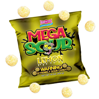 Barnett Sweets Mega Sour Candy Lemon 454g (1Lb - Box of 6)