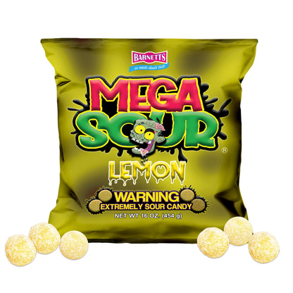 Barnett Sweets Mega Sour Candy Lemon 454g (1Lb - Box of 6)