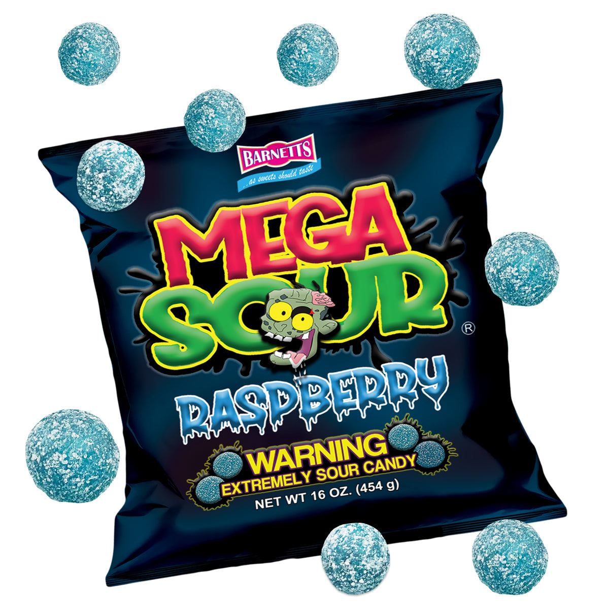 Barnett Sweets Mega Sour Candy Raspberry 454g (1Lb - Box of 6)