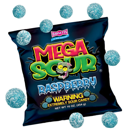 Barnett Sweets Mega Sour Candy Raspberry 454g (1Lb - Box of 6)