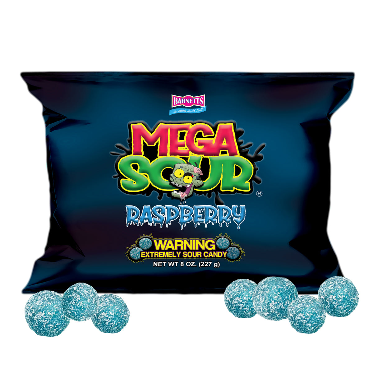 Barnett Sweets Mega Sour Candy Raspberry 227g (1/2LB - Box of 9)