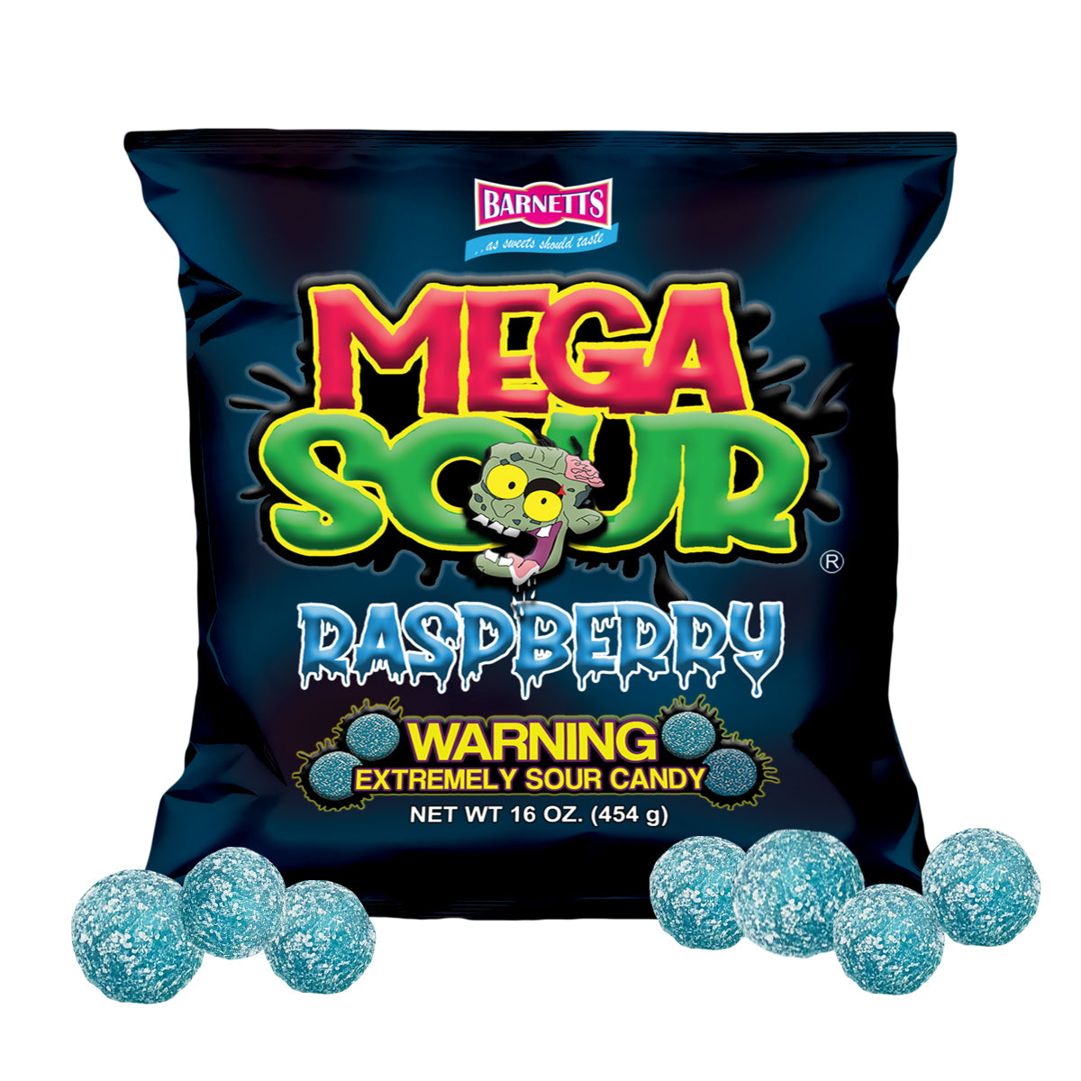 Barnett Sweets Mega Sour Candy Raspberry 454g (1Lb - Box of 6)