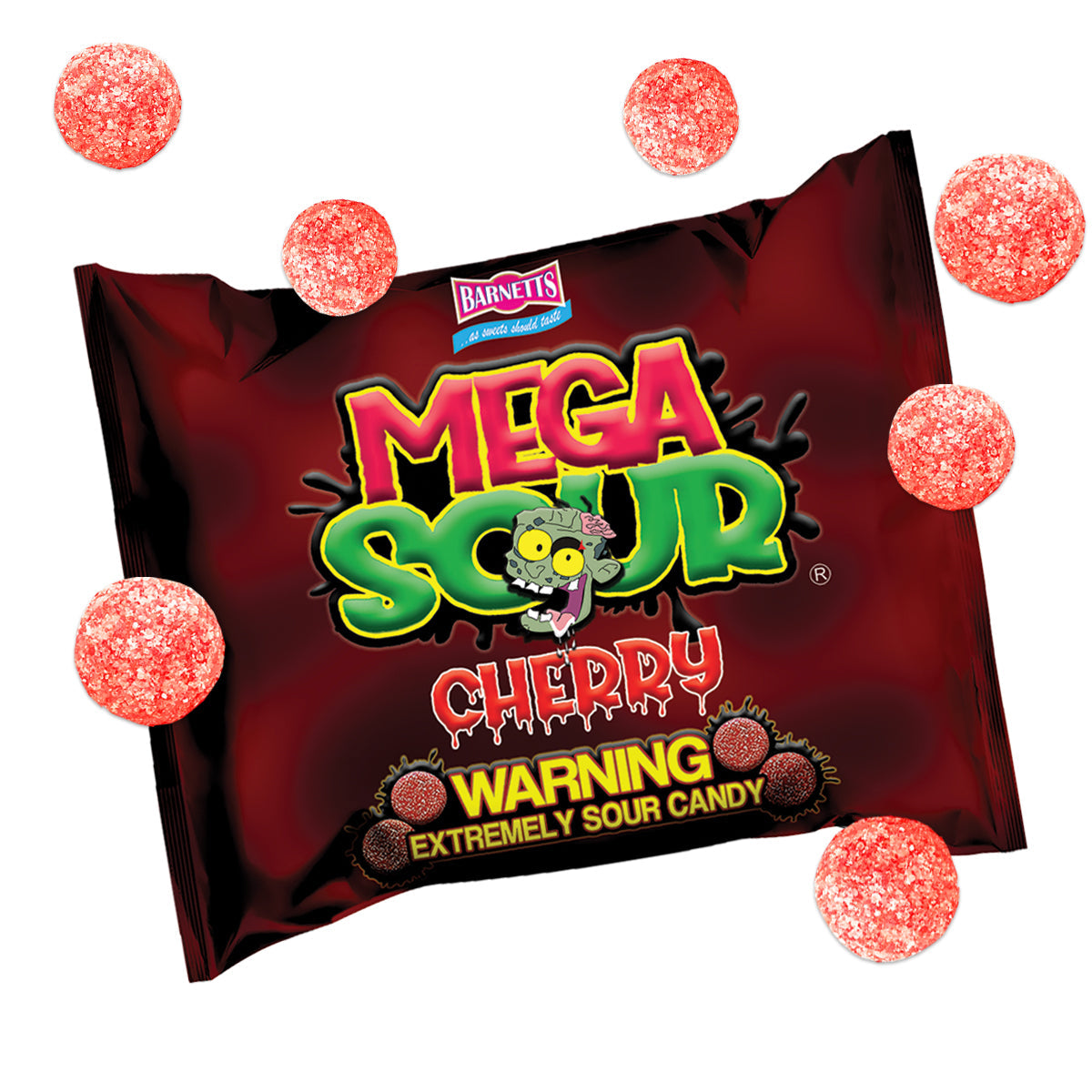 Barnett Sweets Mega Sour Candy Cherry 104g (Box of 12)