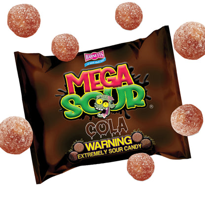 Barnett Sweets Mega Sour Candy Cola 104g (Box of 180 Bags)