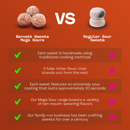 Barnett Sweets Mega Sour Candy Cola 104g (Box of 180 Bags)