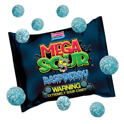 Barnett Sweets Mega Sour Candy Raspberry 104g (Box of 180 Bags)
