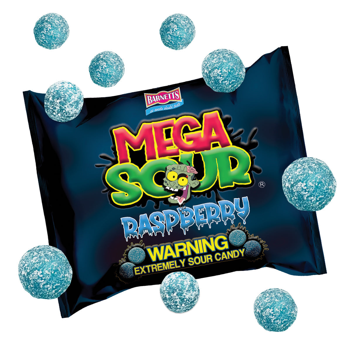Barnett Sweets Mega Sour Candy Raspberry 104g (Box of 12)