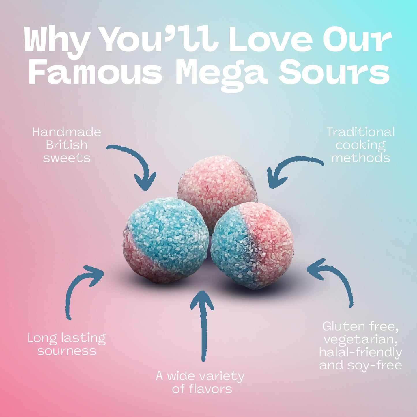 Barnett Sweets Mega Sour Candy Bubblegum 104g (Box of 180)