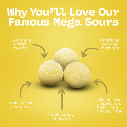 Barnett Sweets Mega Sour Candy Lemon 227g (1/2LB - Box of 9)