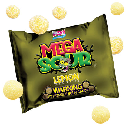 Barnett Sweets Mega Sour Candy Lemon 227g (1/2LB - Box of 9)