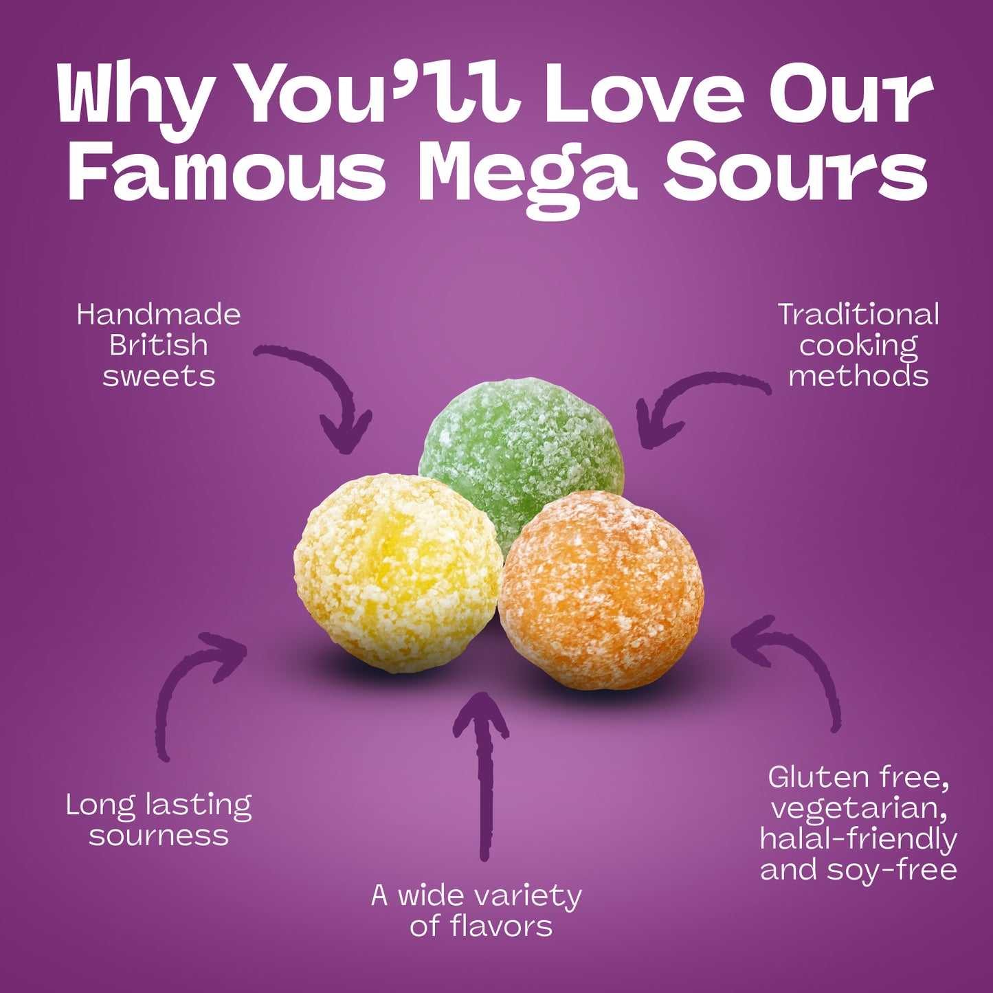 Barnett Sweets Mega Sour Candy Fruits 227g (1/2LB - Box of 9)