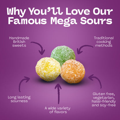 Barnett Sweets Mega Sour Candy Fruits 454g (1Lb - Box of 6)