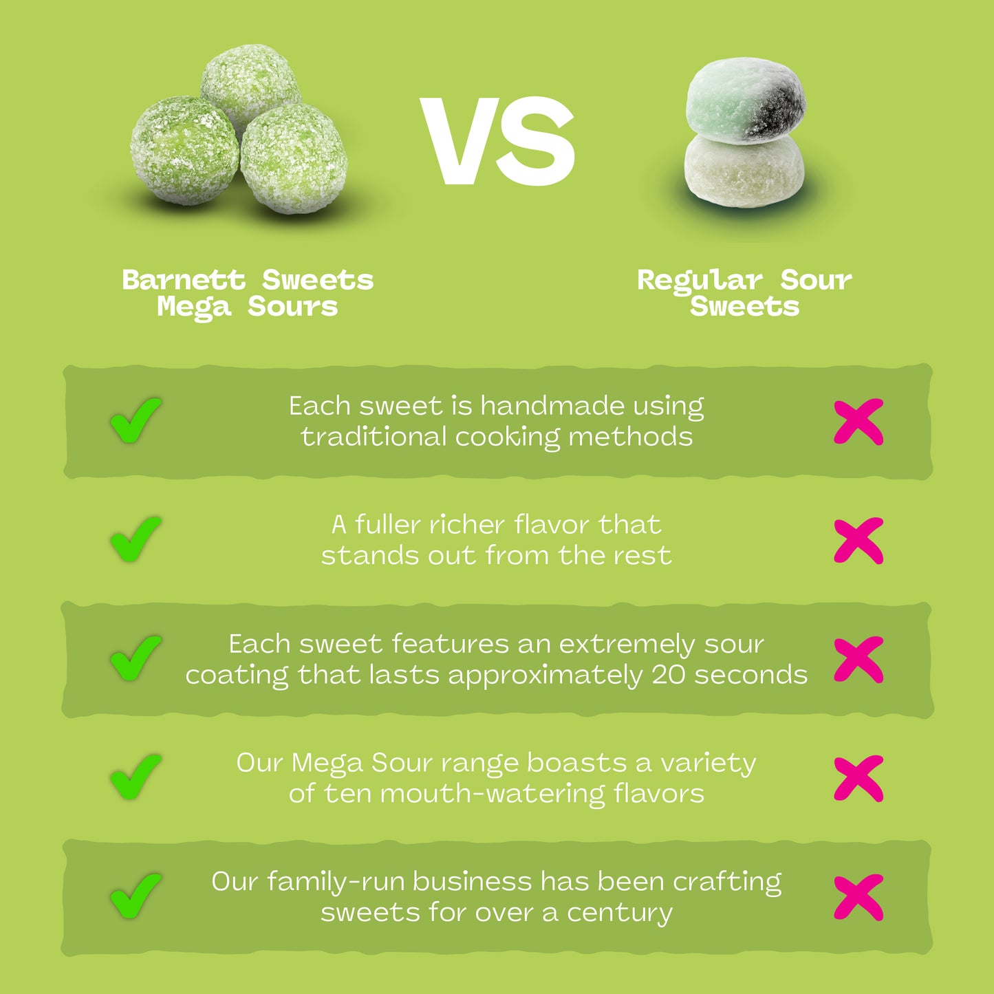 Barnett Sweets Mega Sour Candy Apple 227g (1/2LB - Box of 9)