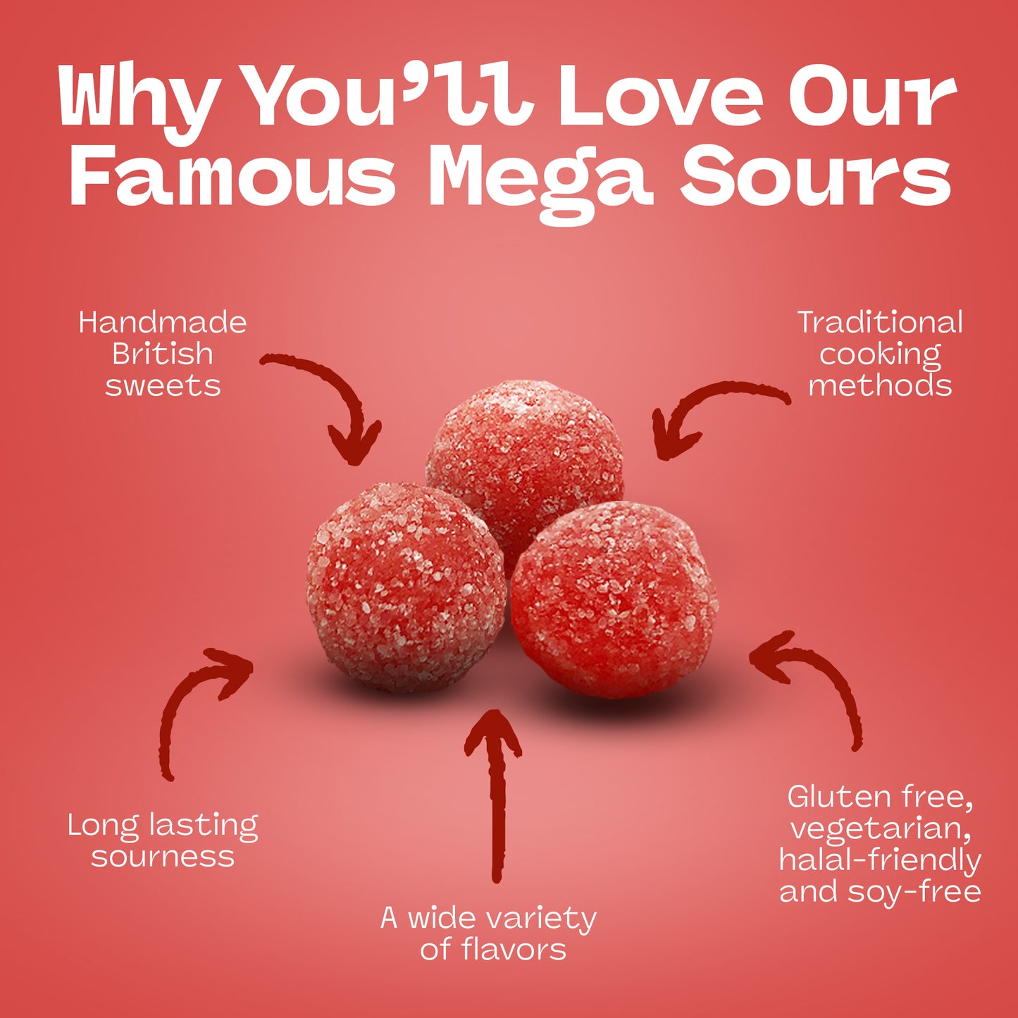Barnett Sweets Mega Sour Candy Cherry 454g (1Lb - Box of 6)