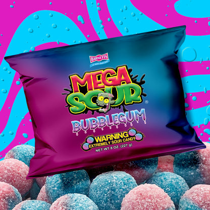 Barnett Sweets Mega Sour Candy Bubblegum 227g (1/2LB - Box of 9)