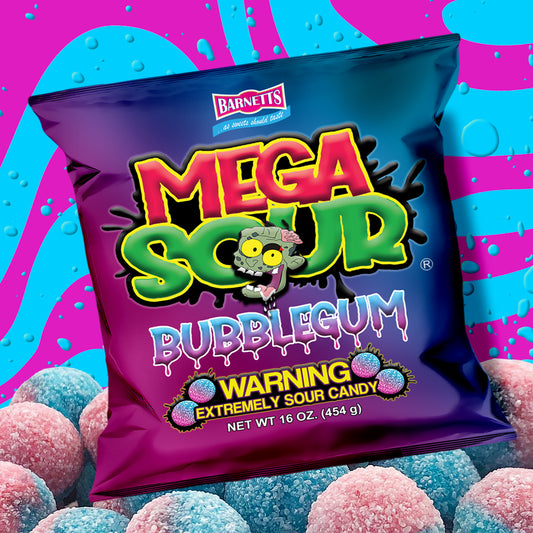 Barnett Sweets Mega Sour Candy Bubblegum 454g (1Lb - Box of 6)