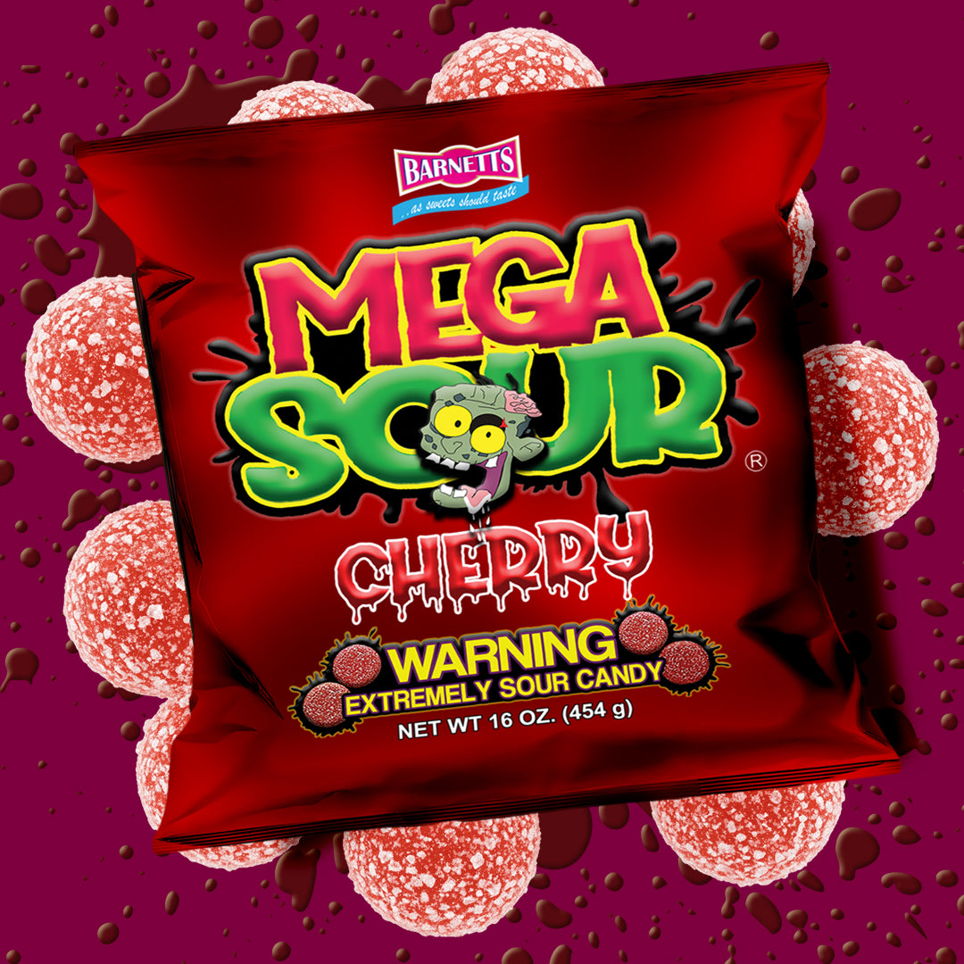 Barnett Sweets Mega Sour Candy Cherry 454g (1Lb - Box of 6)