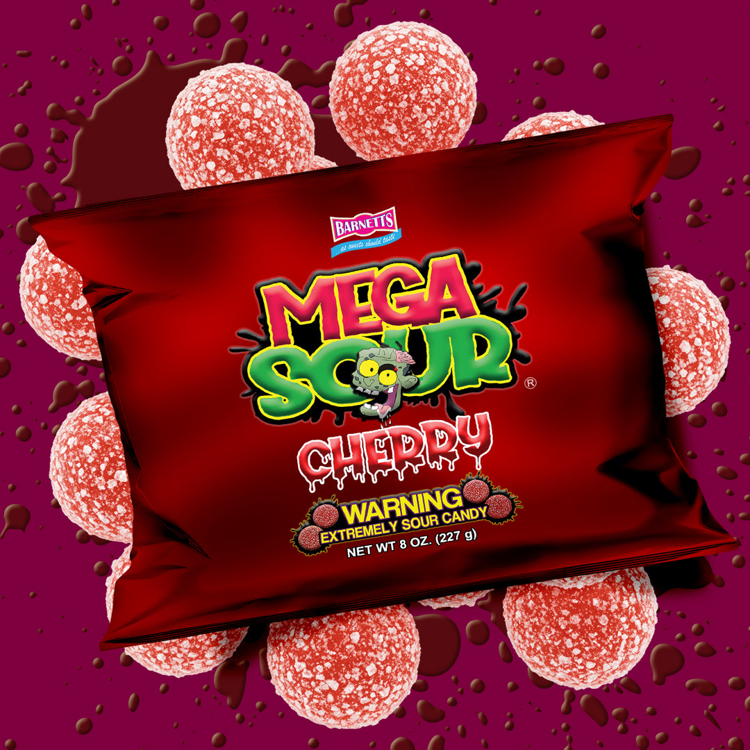 Barnett Sweets Mega Sour Candy Cherry 227g (1/2LB - Box of 9)