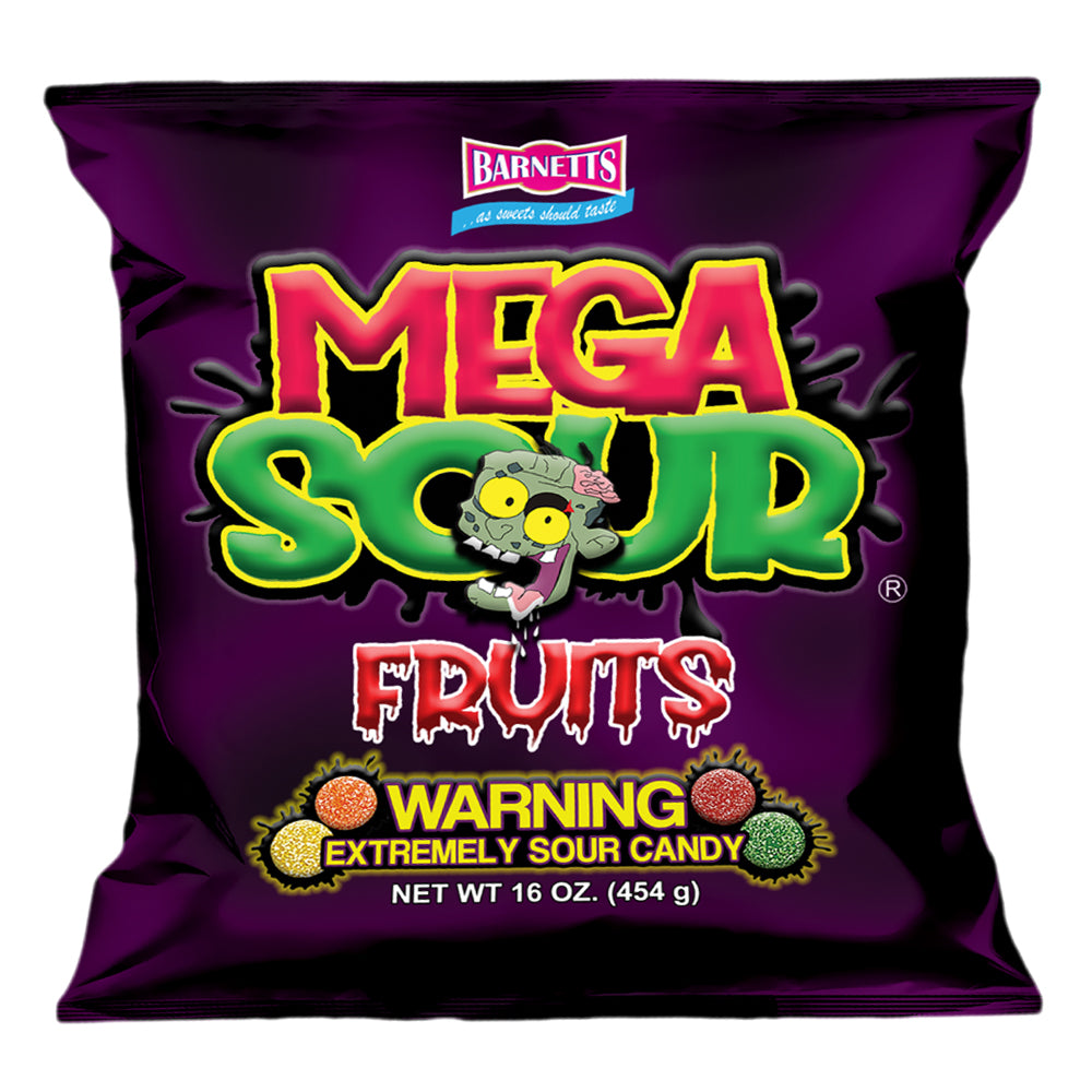 Barnett Sweets Mega Sour Candy Fruits 454g (1Lb - Box of 6)