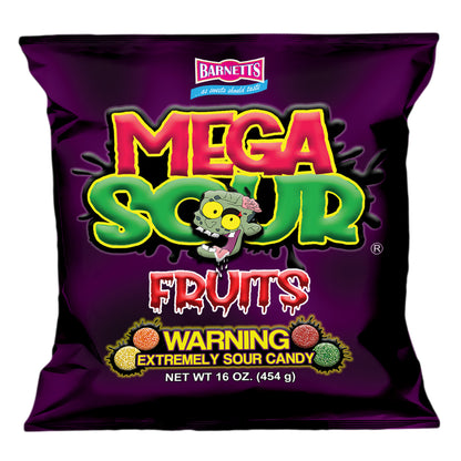 Barnett Sweets Mega Sour Candy Fruits 454g (1Lb - Box of 6)