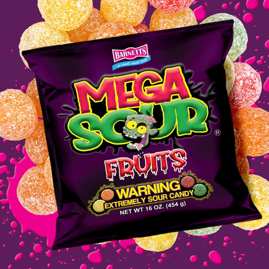 Barnett Sweets Mega Sour Candy Fruits 454g (1Lb - Box of 6)