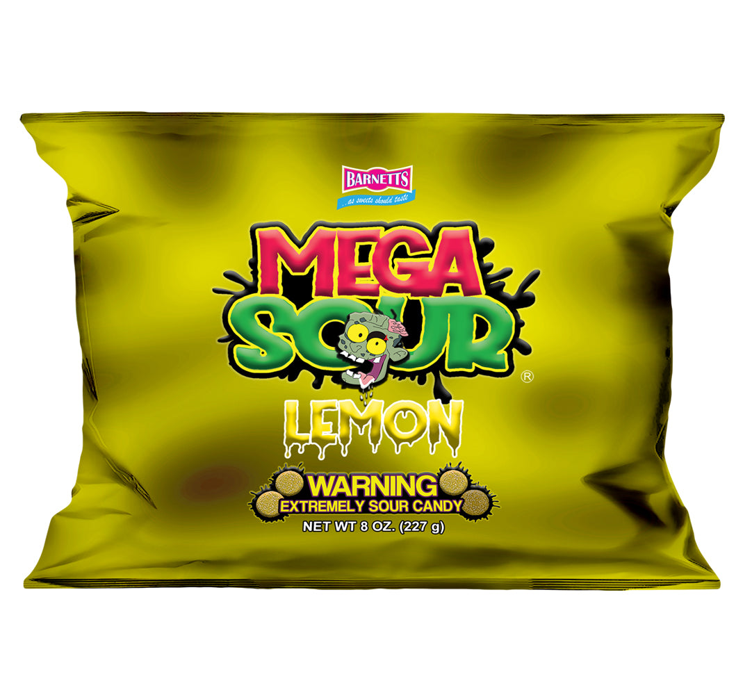 Barnett Sweets Mega Sour Candy Lemon 227g (1/2LB - Box of 9)