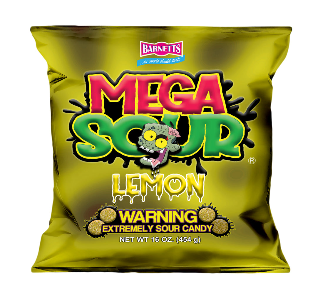 Barnett Sweets Mega Sour Candy Lemon 454g (1Lb - Box of 6)