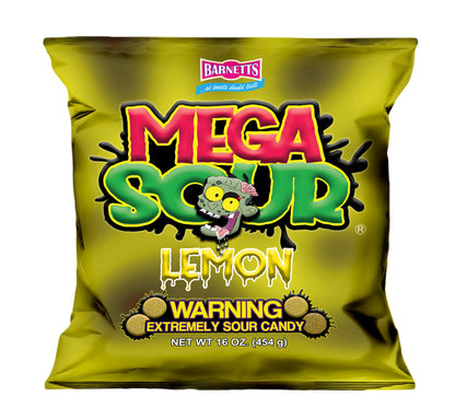 Barnett Sweets Mega Sour Candy Lemon 454g (1Lb - Box of 6)
