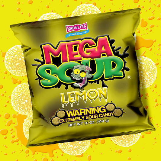 Barnett Sweets Mega Sour Candy Lemon 454g (1Lb - Box of 6)