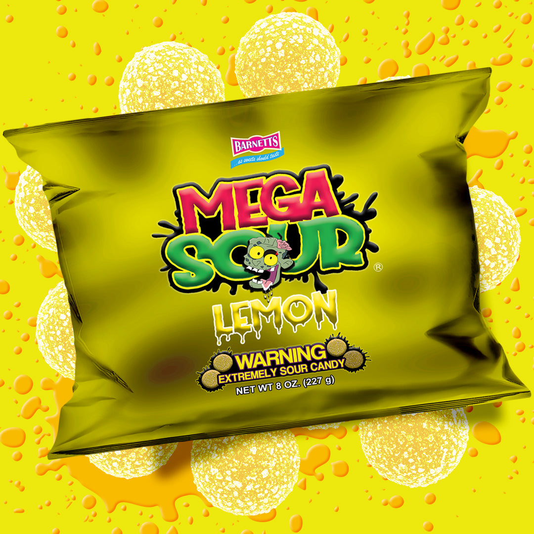 Barnett Sweets Mega Sour Candy Lemon 227g (1/2LB - Box of 9)