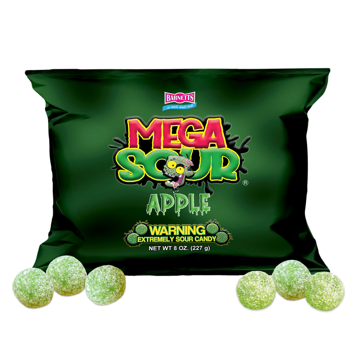Barnett Sweets Mega Sour Candy Apple 227g (1/2LB - Box of 9)