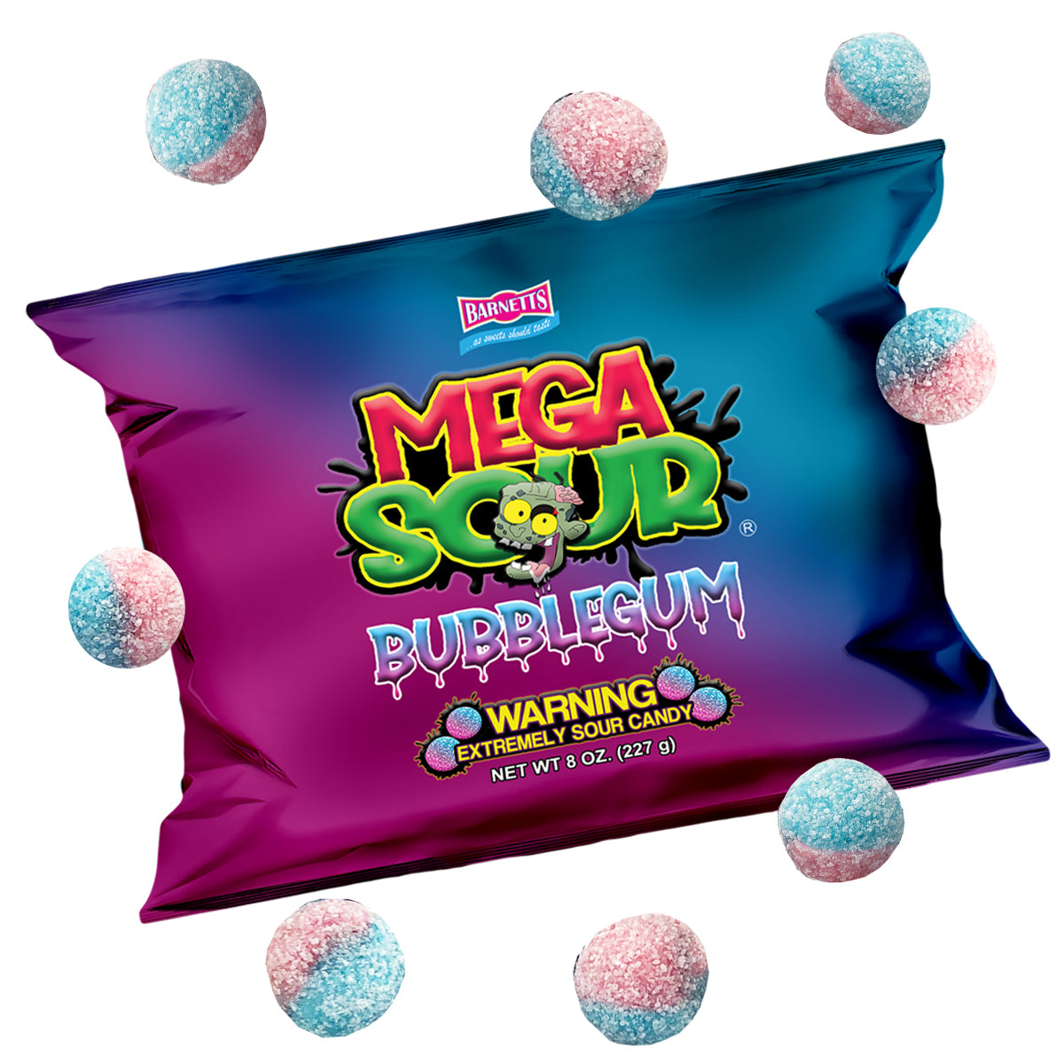 Barnett Sweets Mega Sour Candy Bubblegum 227g (1/2LB - Box of 9)