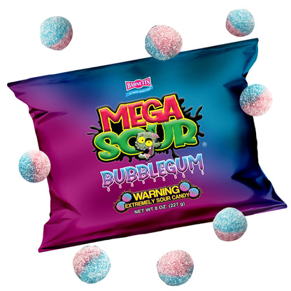 Barnett Sweets Mega Sour Candy Bubblegum 227g (1/2LB - Box of 9)